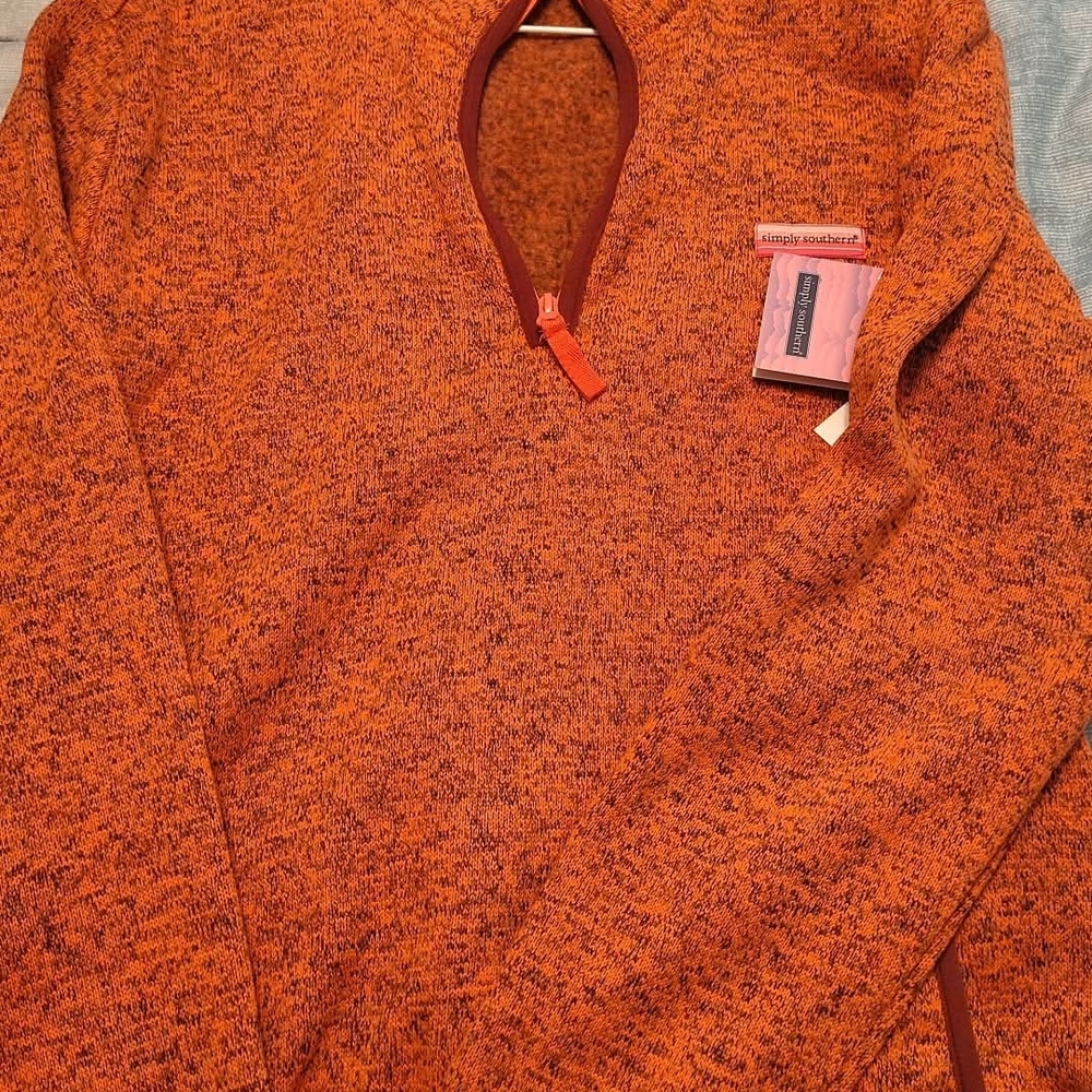 Simply Southern Women's Zip-Up Sweater in Rich Orange
